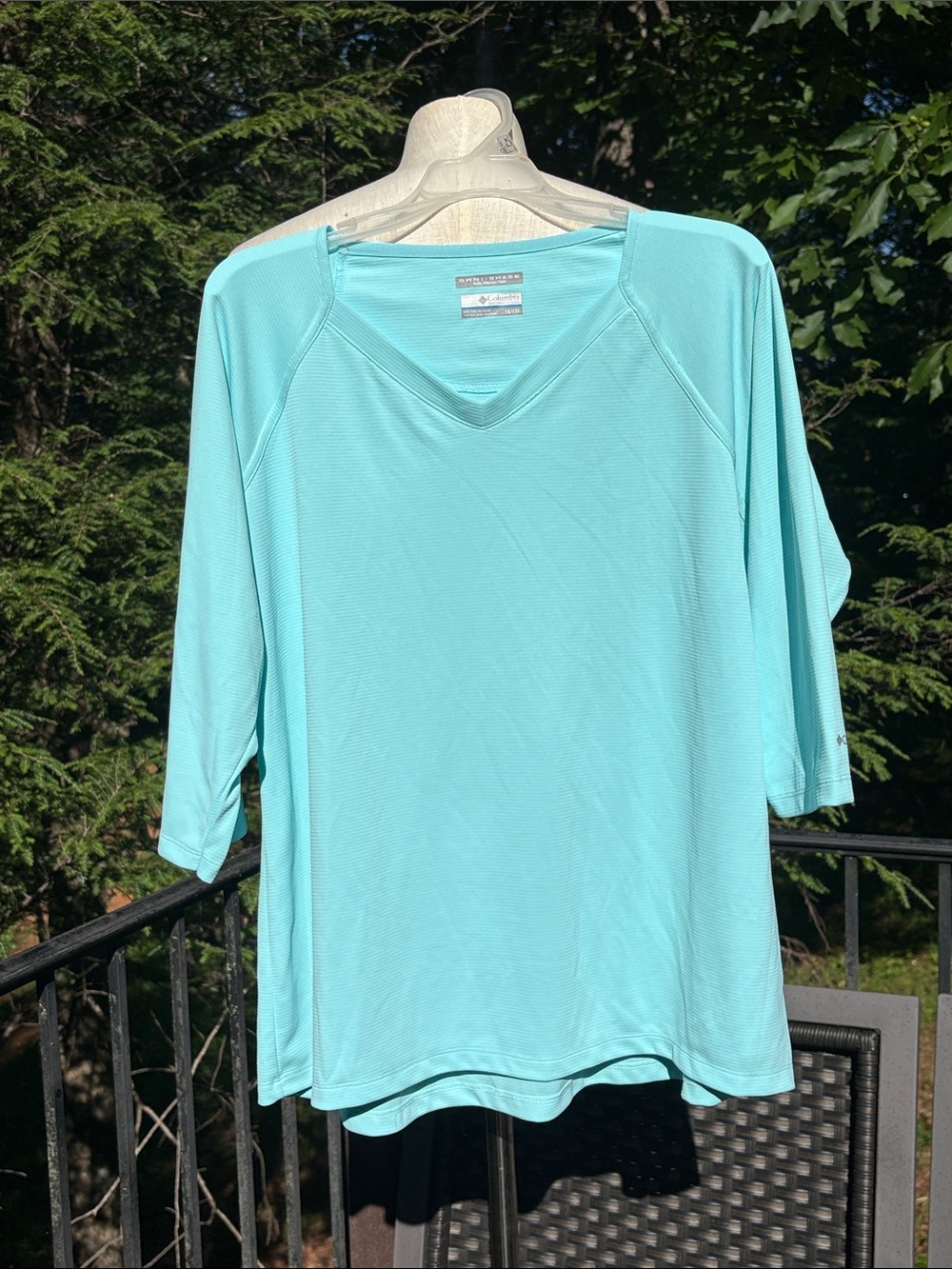 Columbia Aqua V-Neck Performance fishing gear 3/4 length sleeves sz 1x